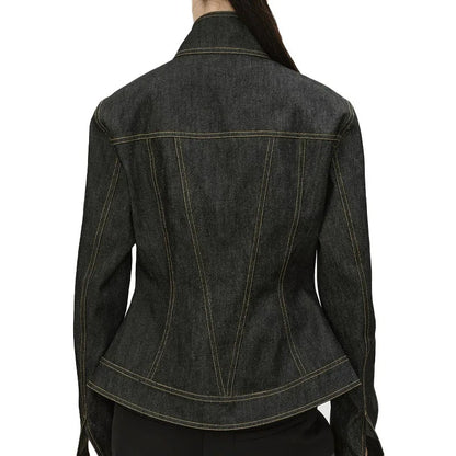 Dark Wash Denim Jacket with Stand Collar
