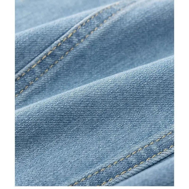 Light Blue Denim Jacket with Frog Closure Detail