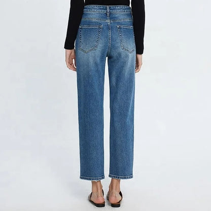 Light Blue Straight Ankle Jeans