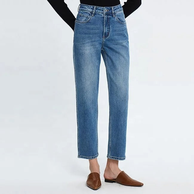 Light Blue Straight Ankle Jeans