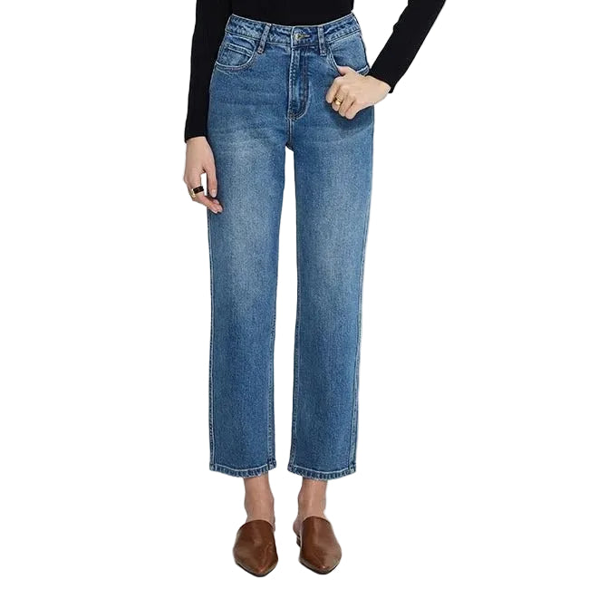 Light Blue Straight Ankle Jeans