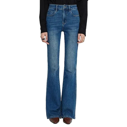 Mid Blue High-Waist Flared Jeans